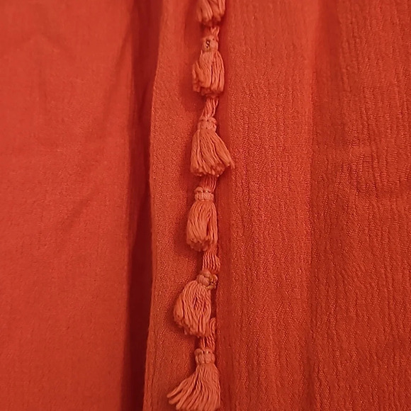 LOVE FIRE Boho Off The Shoulder Tassel Mini Dress In red. Size small - Picture 10 of 15